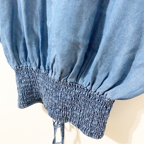 Dizzire Lyocell Chambray Corset Smock Elastic Waist Blouse BoHo Hippie Festival - Picture 8 of 11